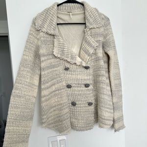 Free People Large Cotton 3 Button Cardigan Ivory Super Soft